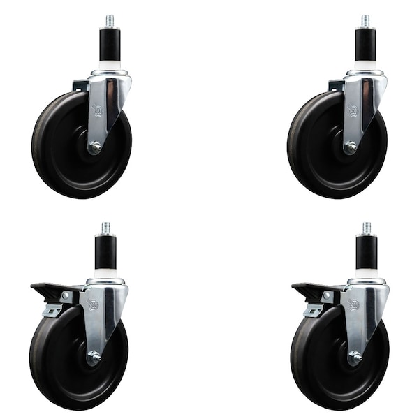 Service Caster 6'' Phenolic Wheel Swivel 1-3/8'' Expand Stem Caster Set 2 Brakes, 4PK SCC-EX20S615-PHS-2-PLB-2-138 - main